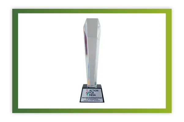 Action for India Best Indian Social Enterprise Award trophy