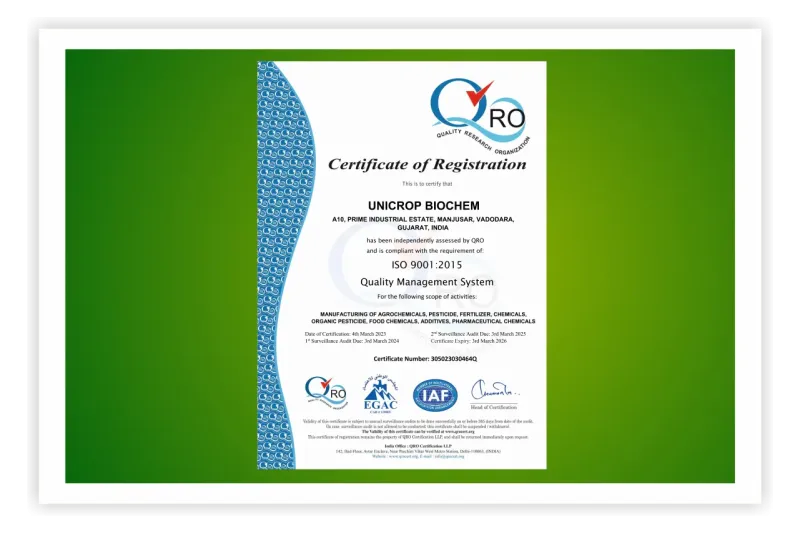 ISO 9001:2015 Certificate of Registration for the quality management system